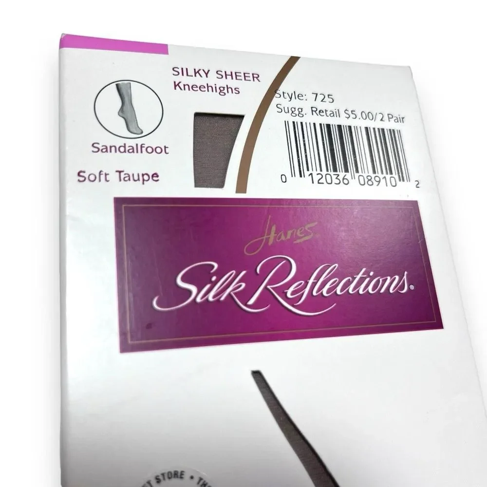 Vintage Hanes Silk Reflections Silky Sheer Knee Highs 2-Pack Soft Taupe